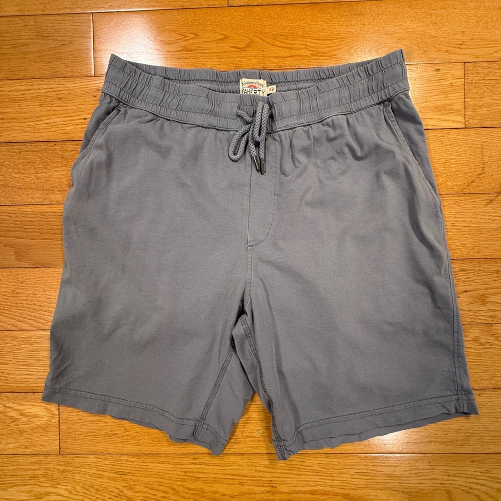 Faherty Mens Essential Shorts Slate Blue Grey Organic Cotton Size SMALL